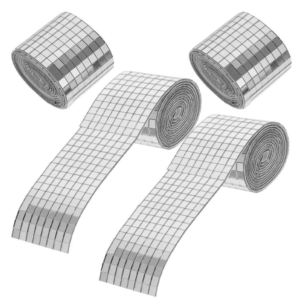 

4 Rolls Silver Wall Stickers DIY Mirror Tiles Adhesive Craft Patches 4x100cm 5x5mm Home KTV Decor Acrylic Material