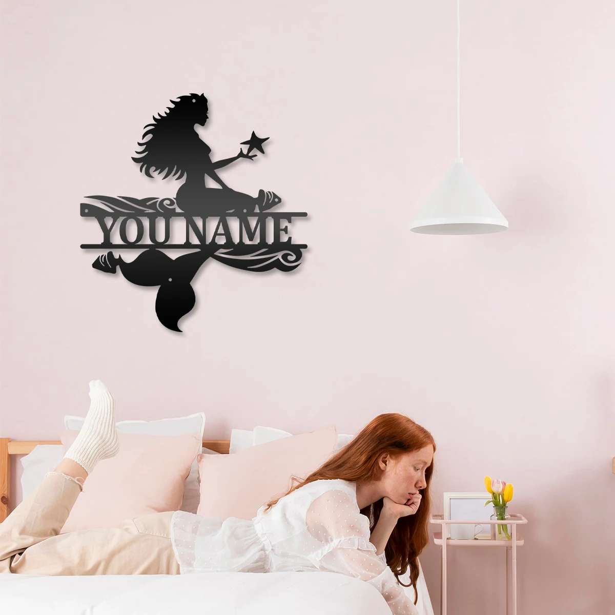 

1pc nice mermaid Customized Name Metal Wall Signs Tin Wall Plaque For Kids Rooms Diy Home Decoration