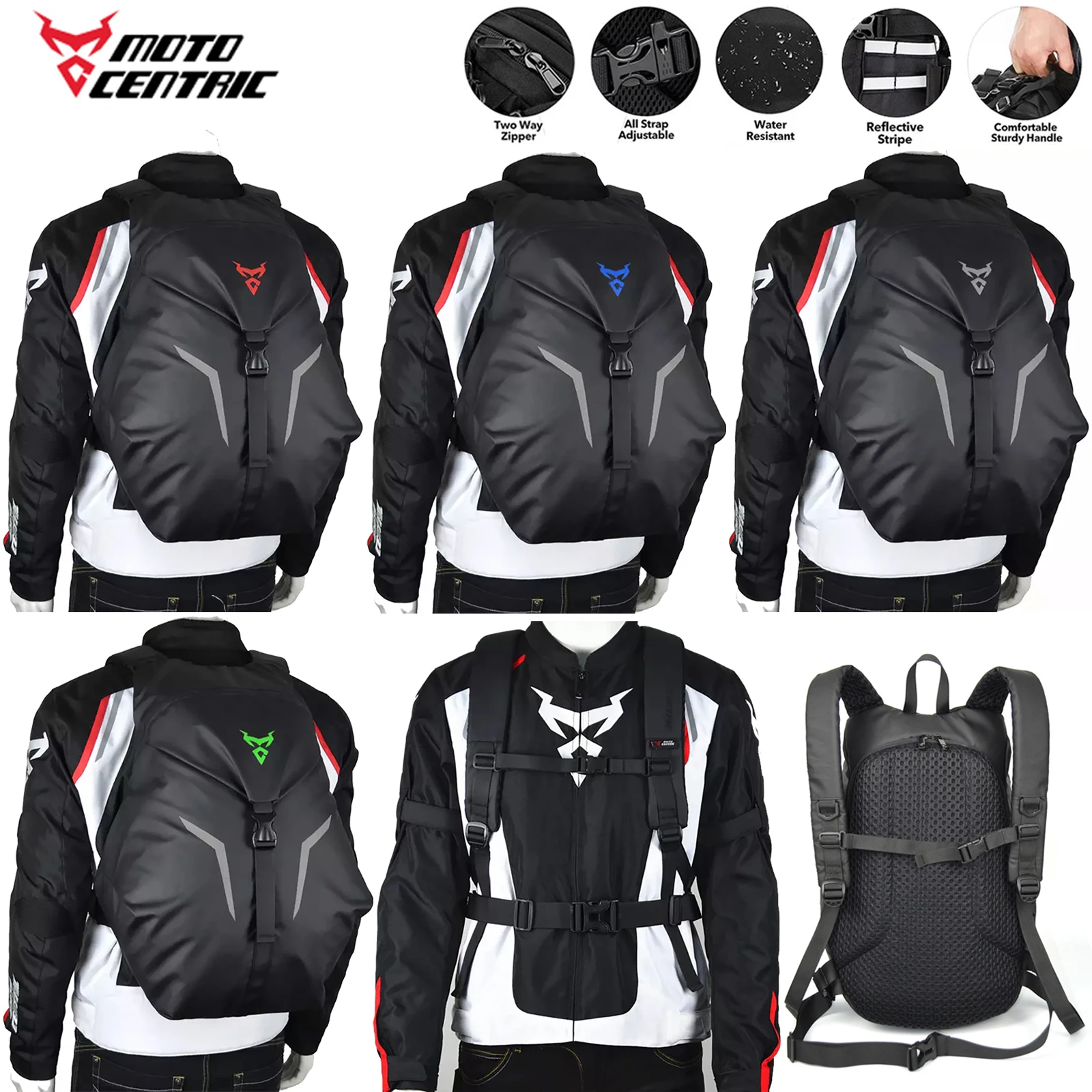 

Waterproof Lightweight Motorcycle Helmet Backpack Reflective Double Open 2-Way Zipper High-Quality Riding Racing Bag Men Women