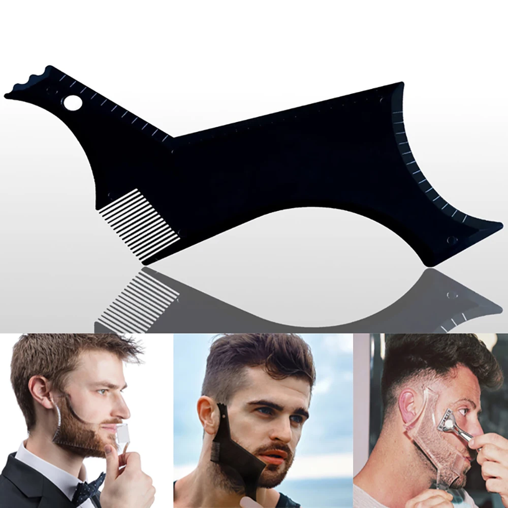 1PC Männer Bart Kamm Schwarz Transparent Friseur Bart-Styling Vorlage Schönheit Werkzeug für Haar Bart Trim Vorlagen Herrscher Kämme