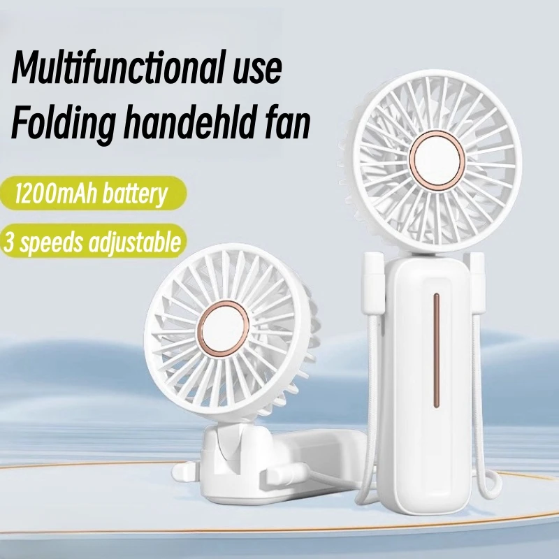 USB Handheld Mini Fan 180° Folding Portable Neck Hanging Fans 3 Speed USB Rechargeable Fan for Student Outdoor Sports Air Cooler