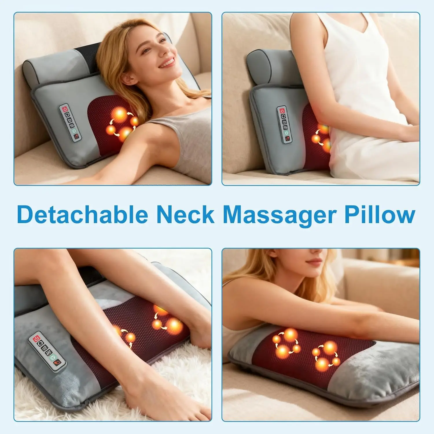 Multifunctional Full Body Heated Massage Mat 10 Vibration Motors Back Neck Foot Massager with Lumbar Support Anti-Slip Bottom Earplugs Included for Bed Sofa Home Office Relaxation view 4
