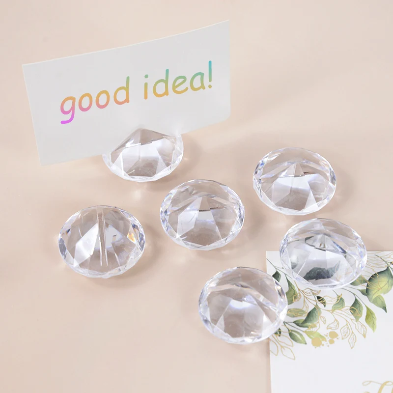 5Pcs Imitation Crystal Diamond Card Holder Table Number Name Seating Labels Placecard Clips Photo Picture Cards Display Stand