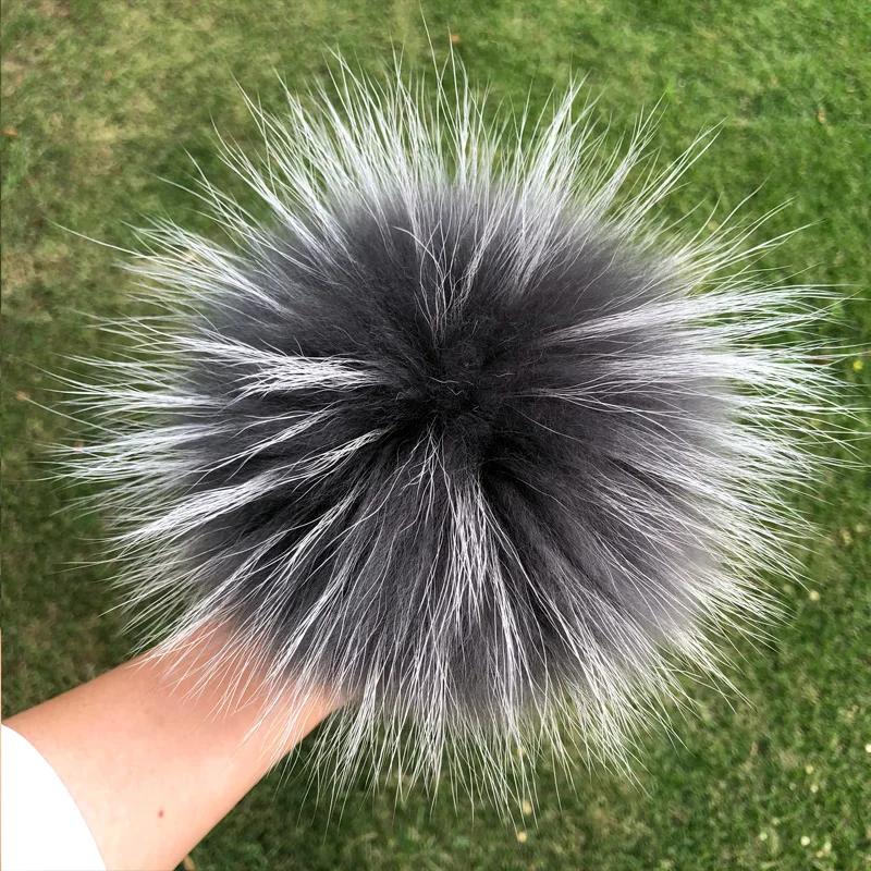 Weicher Bommel aus 100 % natürlichem Fuchspelz, Bommel aus Waschbärfell für Mützen, Mützen, Taschen, Schals – Detail 18