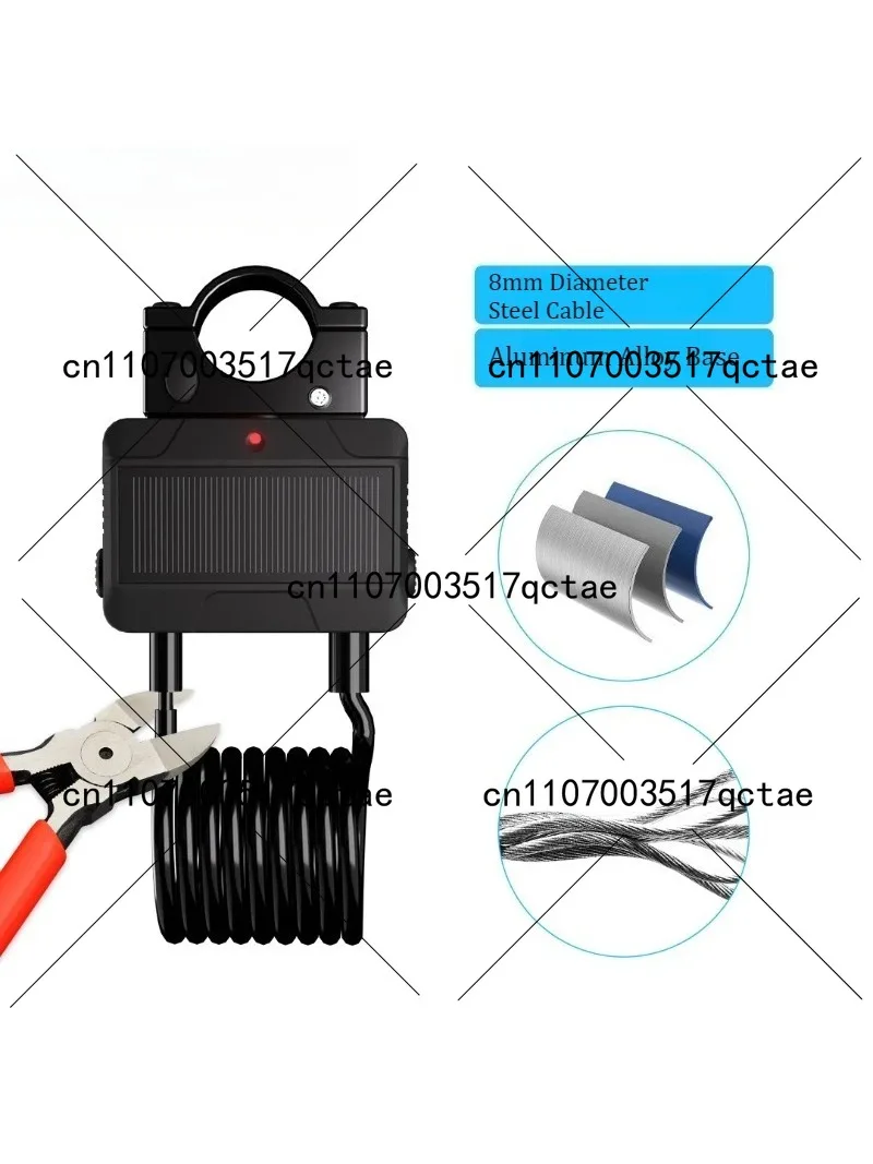 Smart Bike Lock with Solar Charging, Bluetooth APP Control, Anti-Theft Steel Cable for Bicycle & Electric Vehicle
