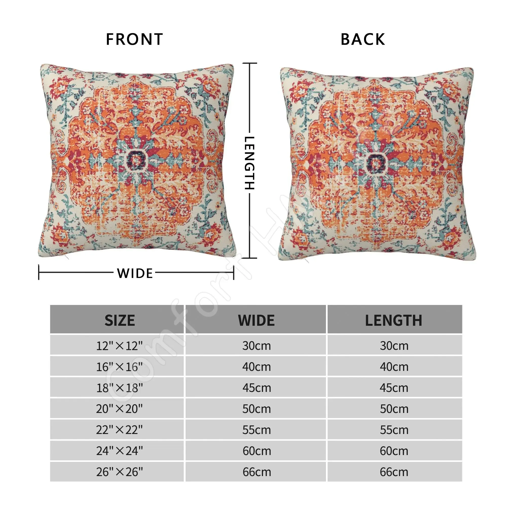 Aztec Terracotta Boho Square Pillowcase 18x18 Inch Vintage Persian Rust Retro Carpet Decorative Throw Pillow Cover for Couch Bed