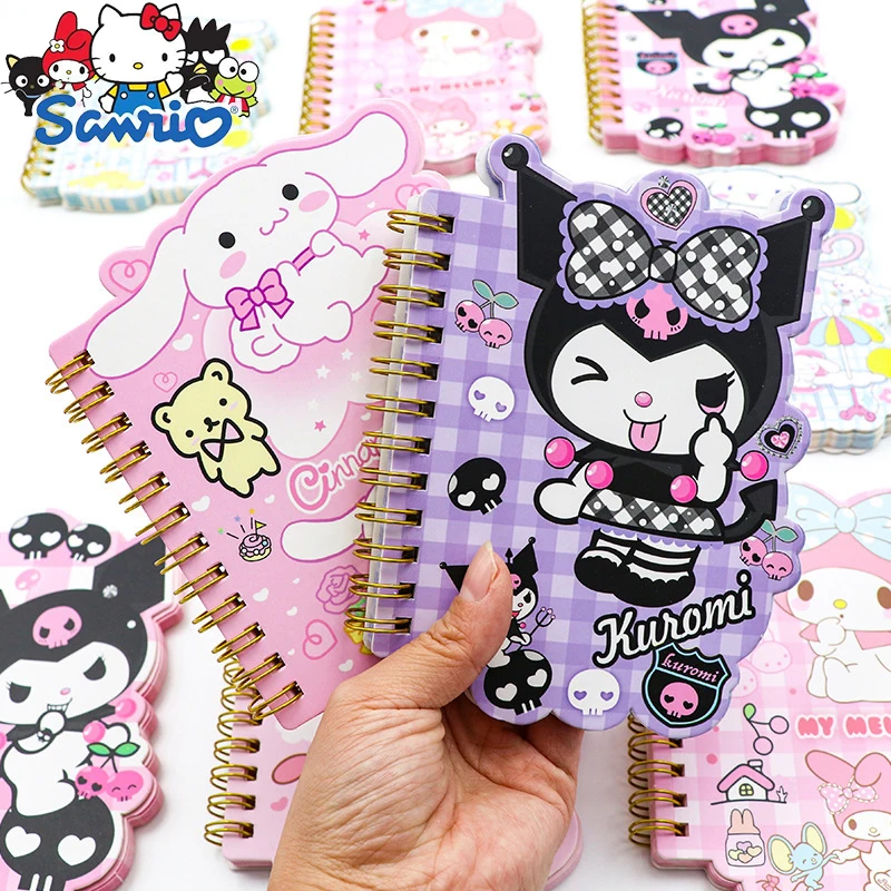 8pcs Sanrio Cartoon Mini Coil Book Kuromi Melody Notebook Kawaii Cinnamoroll Student Anime Diary Wholesale