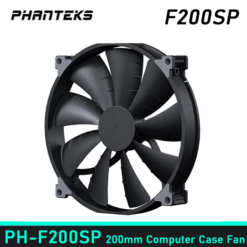 

PHANTEKS F200SP Black High Air Volume 200mm Computer Case Fan 4Pin PWM Silent CPU Cooling Fan FDB Hydraulic Bearings