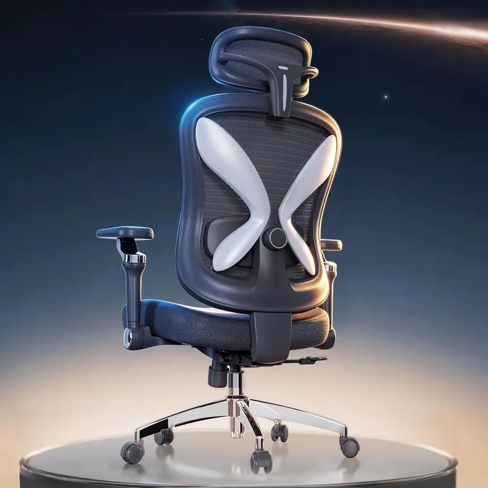 

Ergonomic Mesh Desk Chair with 3D Lumbar Support, Adjustable Armrests, and Comfortable Gaming Chair (Black)