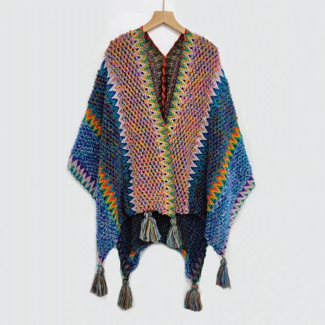 

Knitting Cloak Women Autumn Poncho Cape New Bohemian Poncho for Womens Capes Soft Warm Cloak Female Casual Clothing Girl