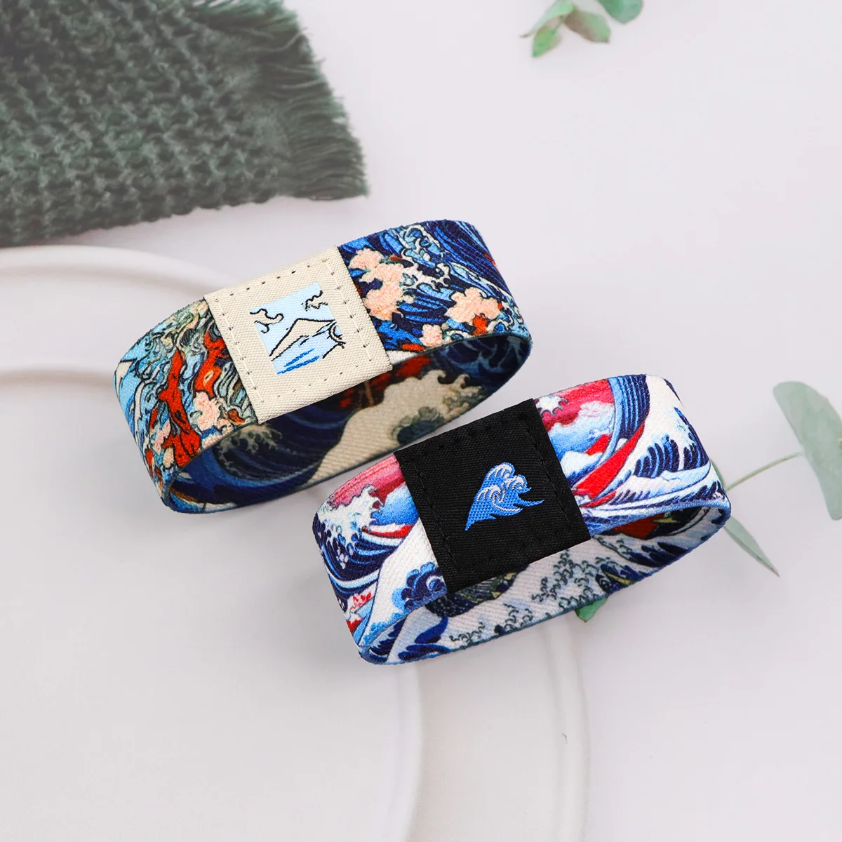 الزهور سوار للنساء الرجال شارة الرياضة معصمه حزام قصير الفن موجات مطاطا الإسورة أساور تأثيري اكسسوارات هدية #5