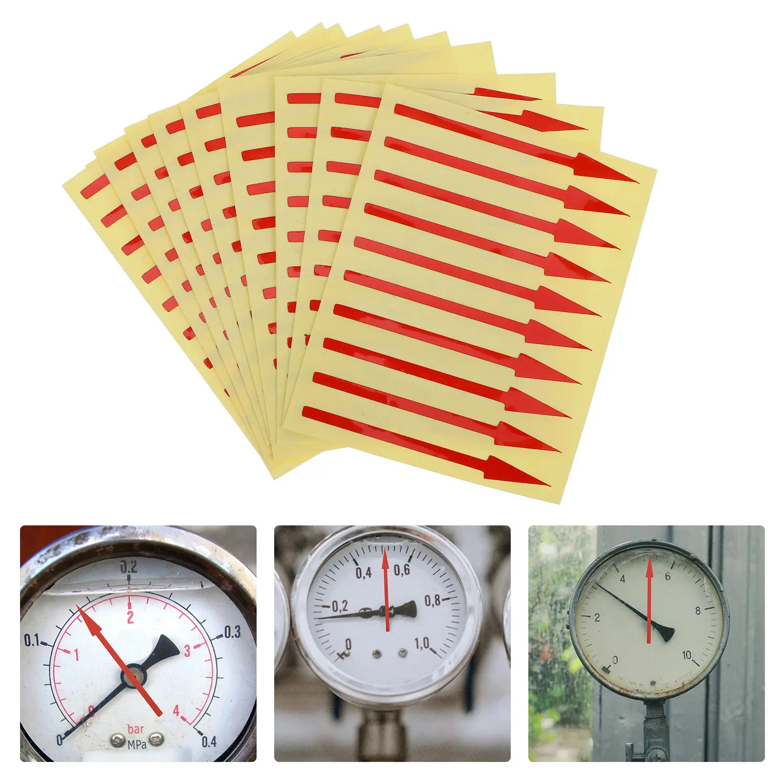 

100Pcs Waterproof Pressure Gauge Arrow Stickers Adhesive Instrument Panel Directional Mark Stickers Reflective Indicator Labels