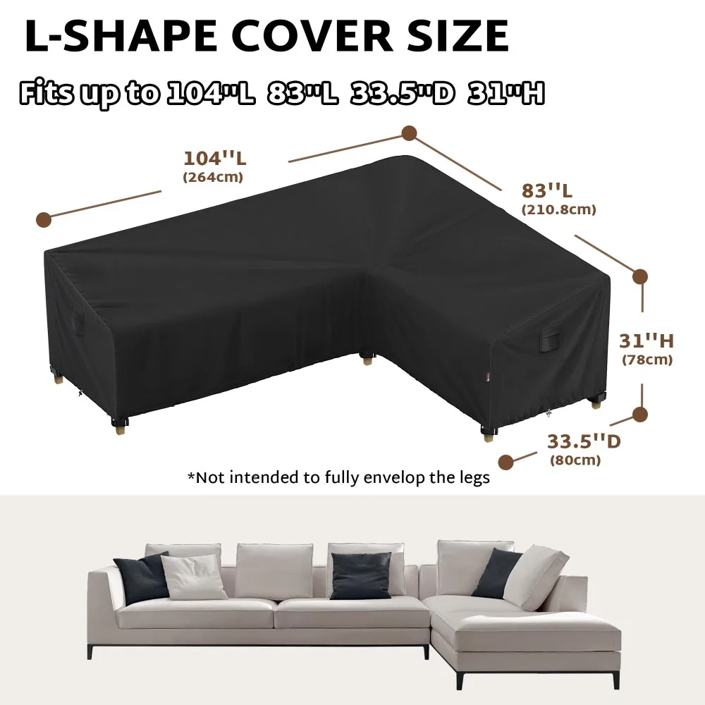 2026 Hot Sale L Shaped Sofa Cover 600D Waterproof Heavy Duty Outdoor Fits Multiple Sizes Patio view 4