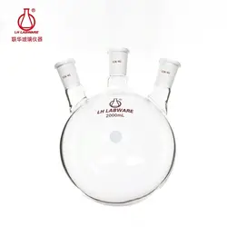 LH LABWARE Oblique three-necked round bottom flask, Capacity 2000mL/3000mL/5000mL, Borosilicate glass, LH-10