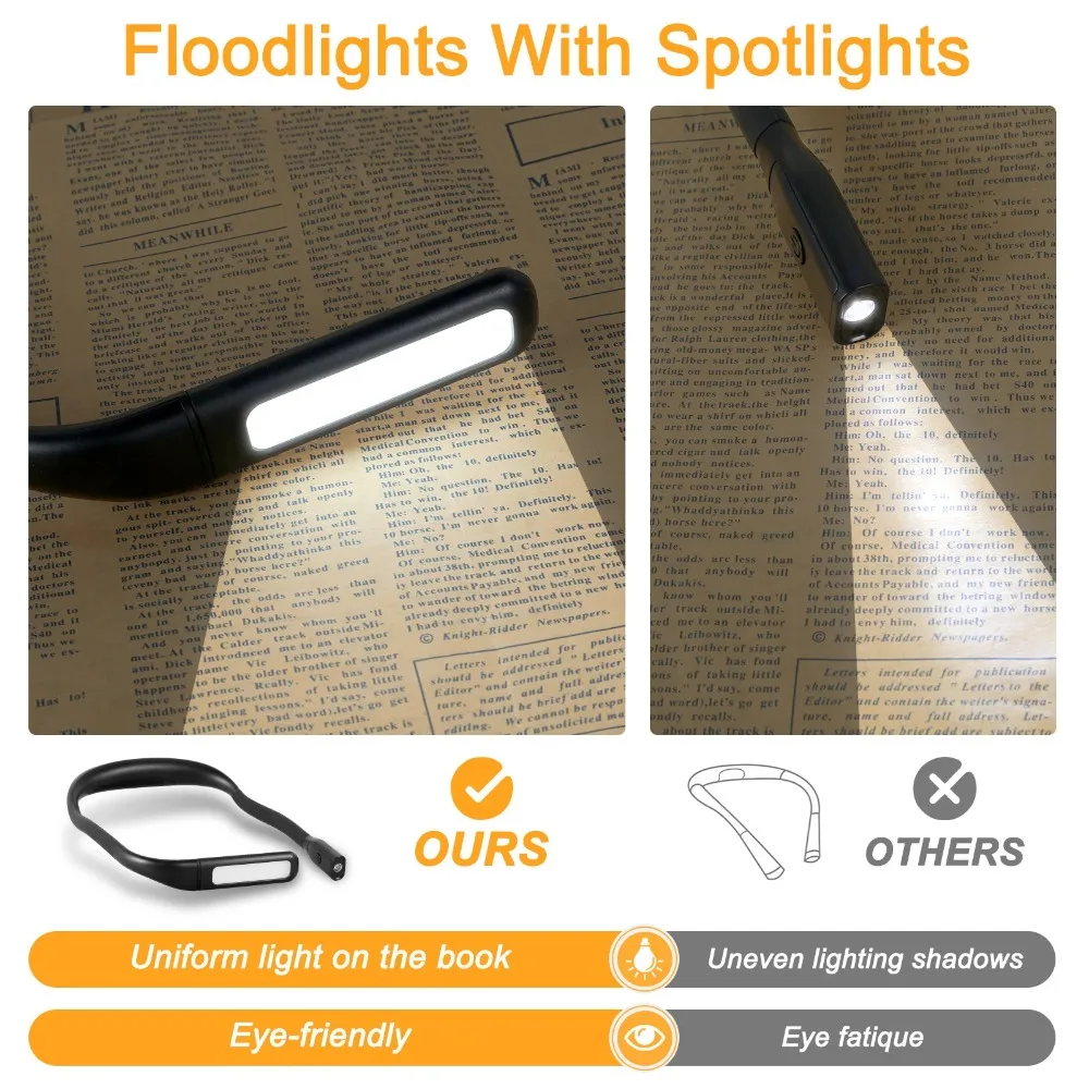 Flexible Freis prec heinrich tung LED Hals Licht Buch Lese lampe tragbare 1800mah USB wiederauf ladbare Arbeits taschenlampe für Camping