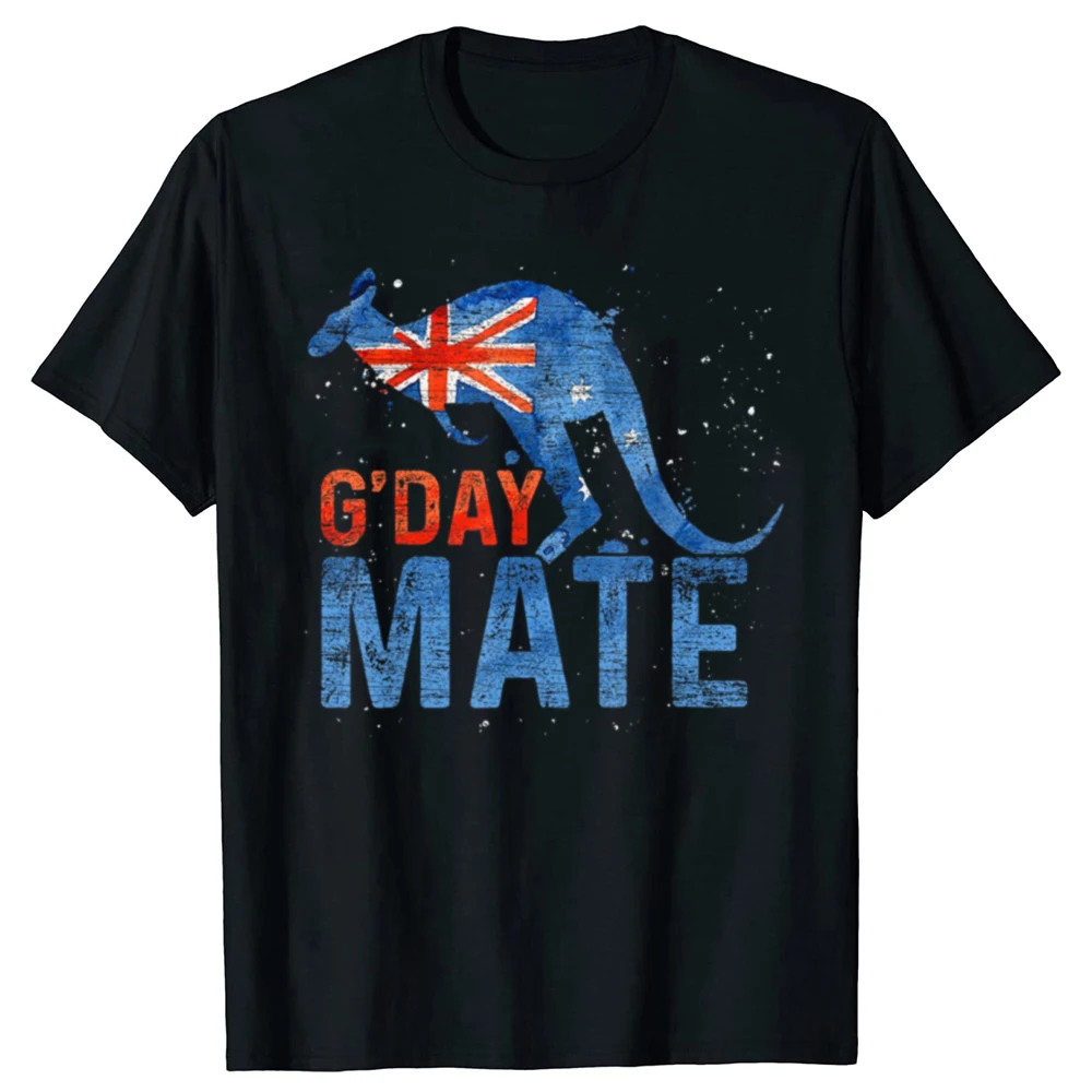 G Day Mate Kangaroo Aussie Animal Australia Flag Australia T-shirt Men Fashion Casual Tshirt 100% Cotton Loose Oversized T Shirt