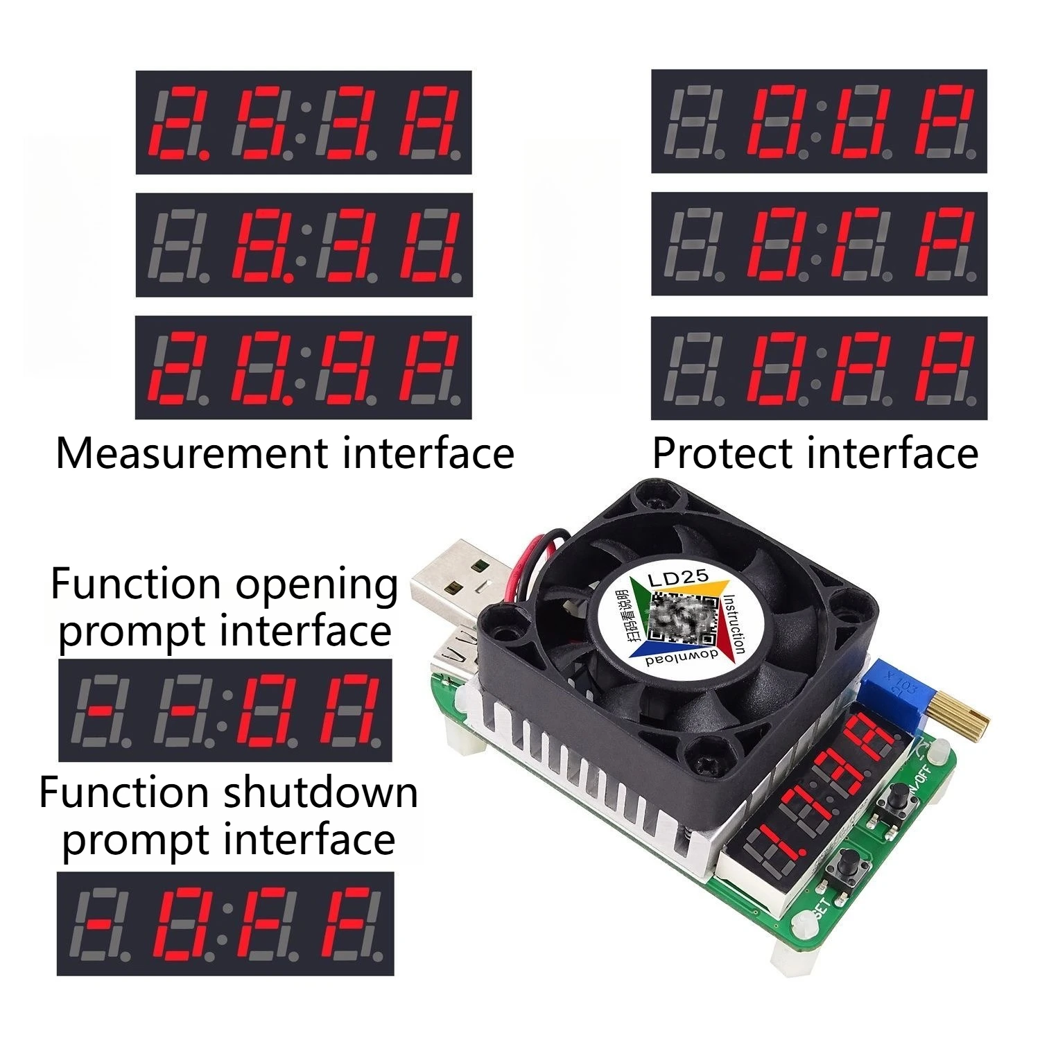 Adjustable variable resistor load DC electronic load module instrument USB aging discharge test resistor