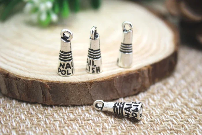 25pcs Nail Polish Charms Antique Tibetan Silver 3D Pendants ,DIY Supplies 16x16mm