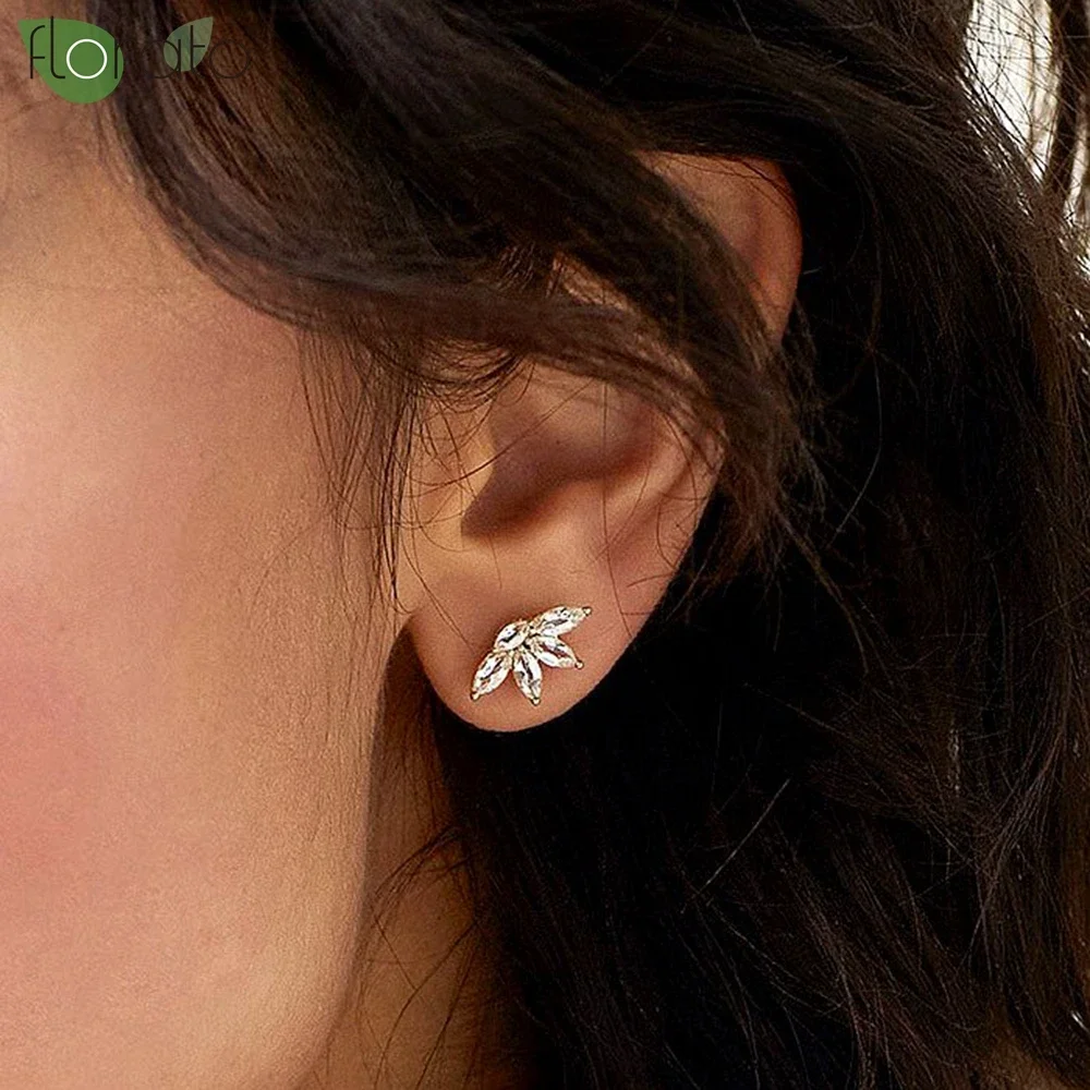 925 Sterling Silver Needle Delicate Flower Earrings for Women Fashion High Quality Zircon Stud Earrings Wedding Luxury Jewelry