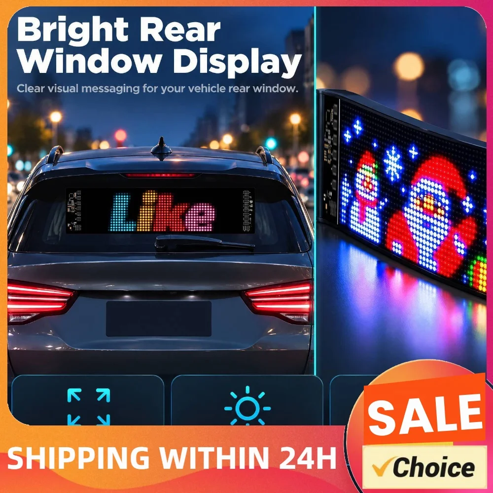 DIY RGB LED Pixel Matrix Panel Car Rear Window Display App Controlled Flexible Car Pixel Christmas Lights with Custom Text