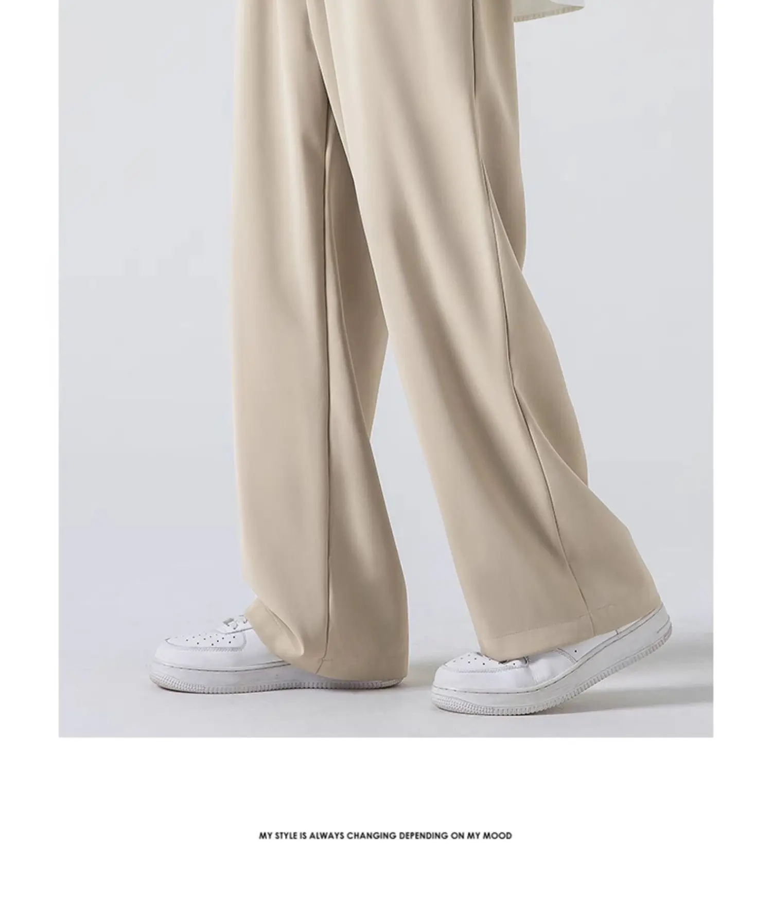 Huili กางเกงผ้าไหมน้ําแข็งผู้ชายฤดูร้อนบาง 2024 New Western กางเกงขาตรงกางเกงกีฬาขากว้าง workwear กางเกงลําลอง