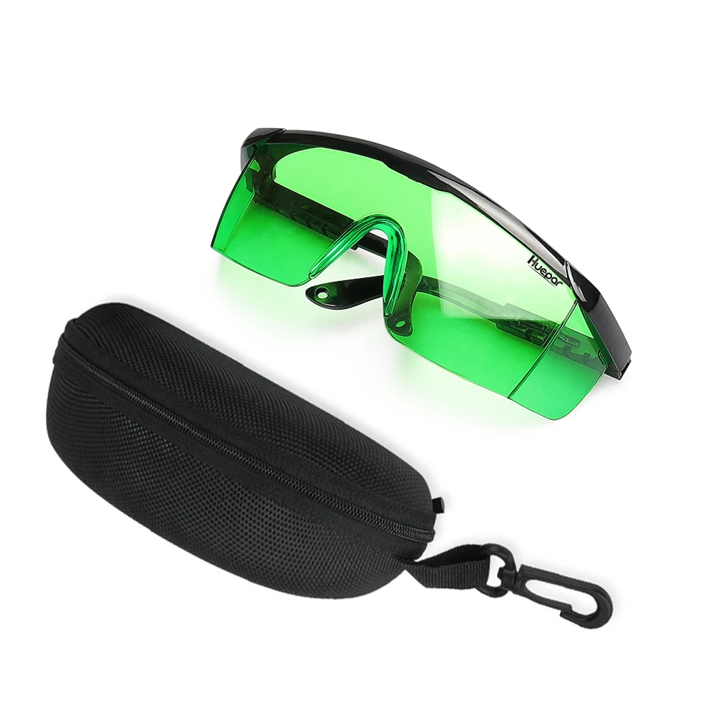 Huepar Safety Laser Enhancement Glasses Green Adjustable Protection Eyewear Goggle Glasses With Hard Case For Line/Rotary Lasers