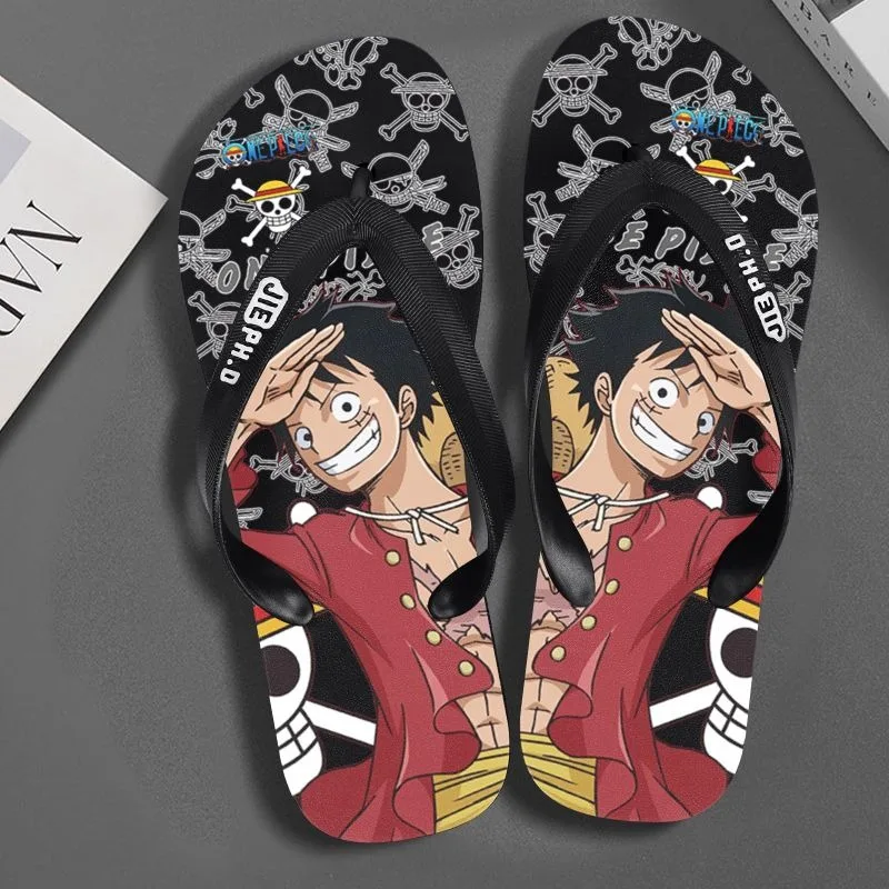 Аниме One Piece Luffy Sauron Мультфильм Креативные ПВХ шлепанцы Модные индивидуальные летние уличные Нескользящие шлепанцы сандалии для пар