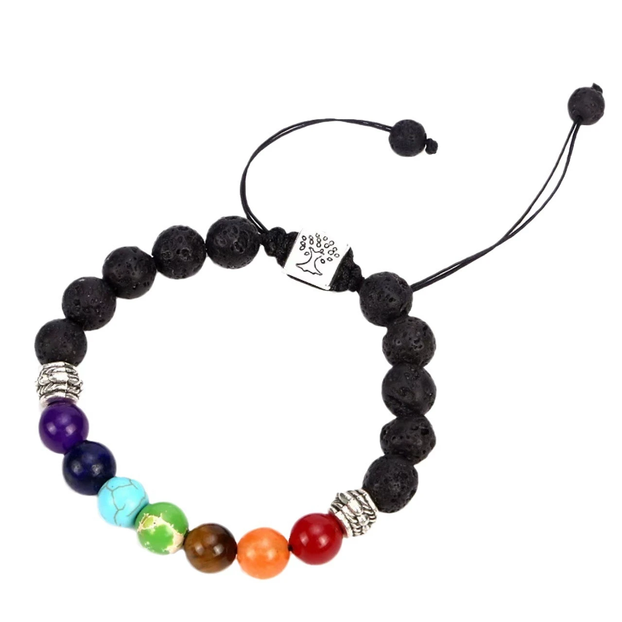 7 Chakra Lebensbaum Charm-Armbänder Herren Lava-Steine Perlen Geflochtenes Seil Handgefertigtes Armband Damen Yoga Schmuck Accessoires – Detail 4