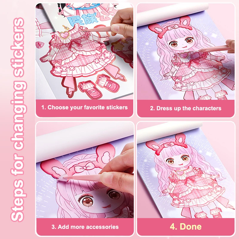 Principessa Puzzle Libro fai da te Adesivo per trucco cartone animato per ragazza Attività Regalo giocattolo per bambini fatto a mano