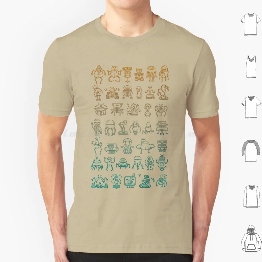 Robutts T Shirt 6xl Cotton Cool Tee Character Characters Cool Funny Retro Robot Robots Cute Vector Cartoon