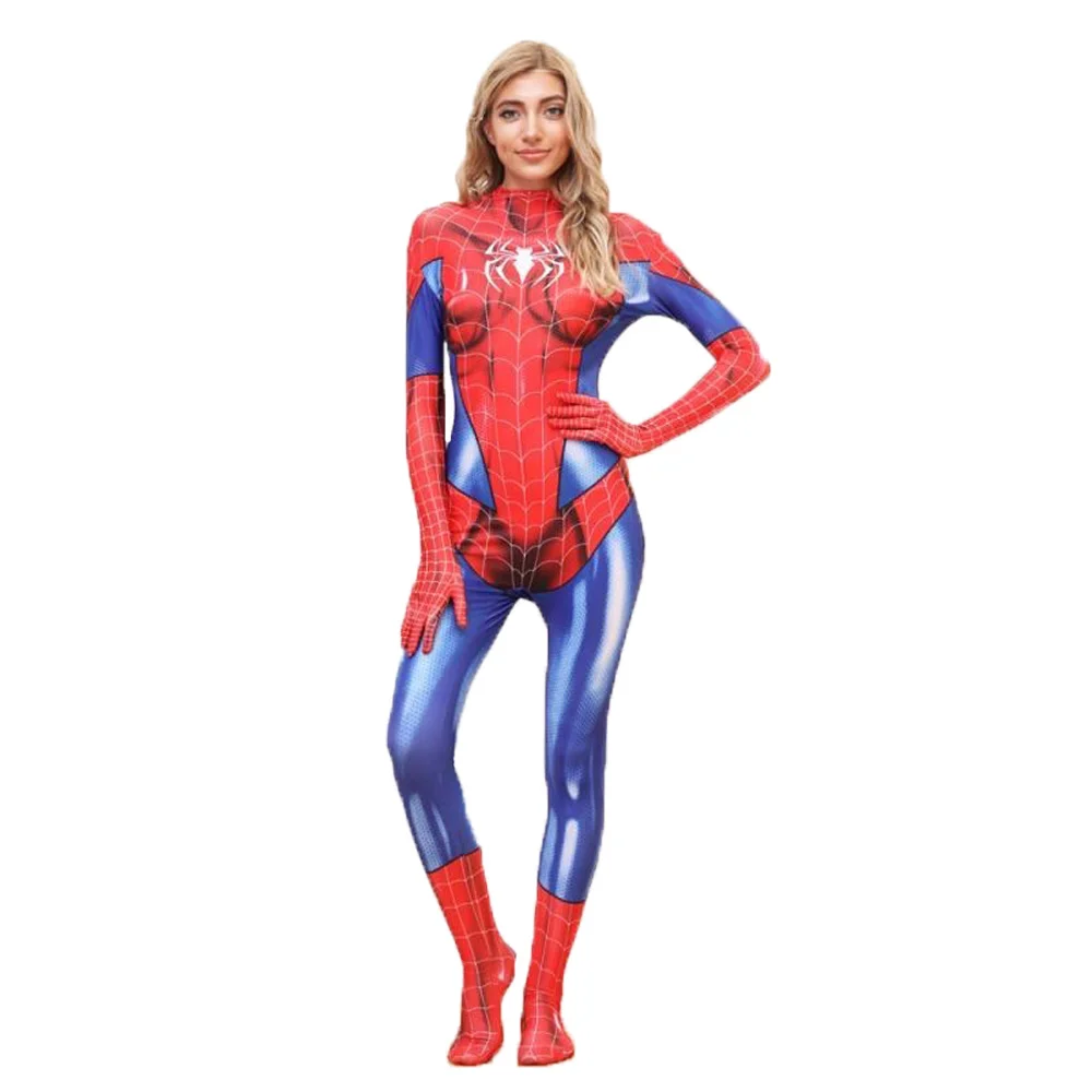 Woman Spiderman Cosplay Costume Sexy Spandex Bodysuit Superhero Zentai Suit Carnival Party Fancy Dress