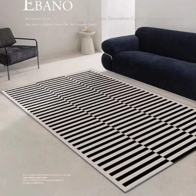Black White Off-white Minimalist Modern Carpet Soft Plush for Living Room Bedroom Home Decor Large Area Rugs Non‑slip Floor Mats