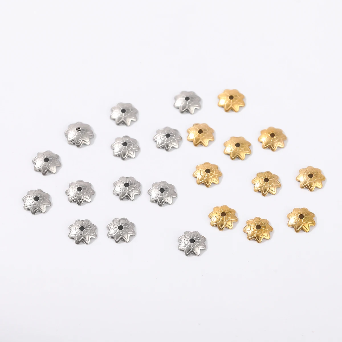 20 Pcs/lot Flower Torus Shape Stainless Steel Bead End Caps Spacer Beads For Jewelry Making Charms Necklace Bracelets Accessory