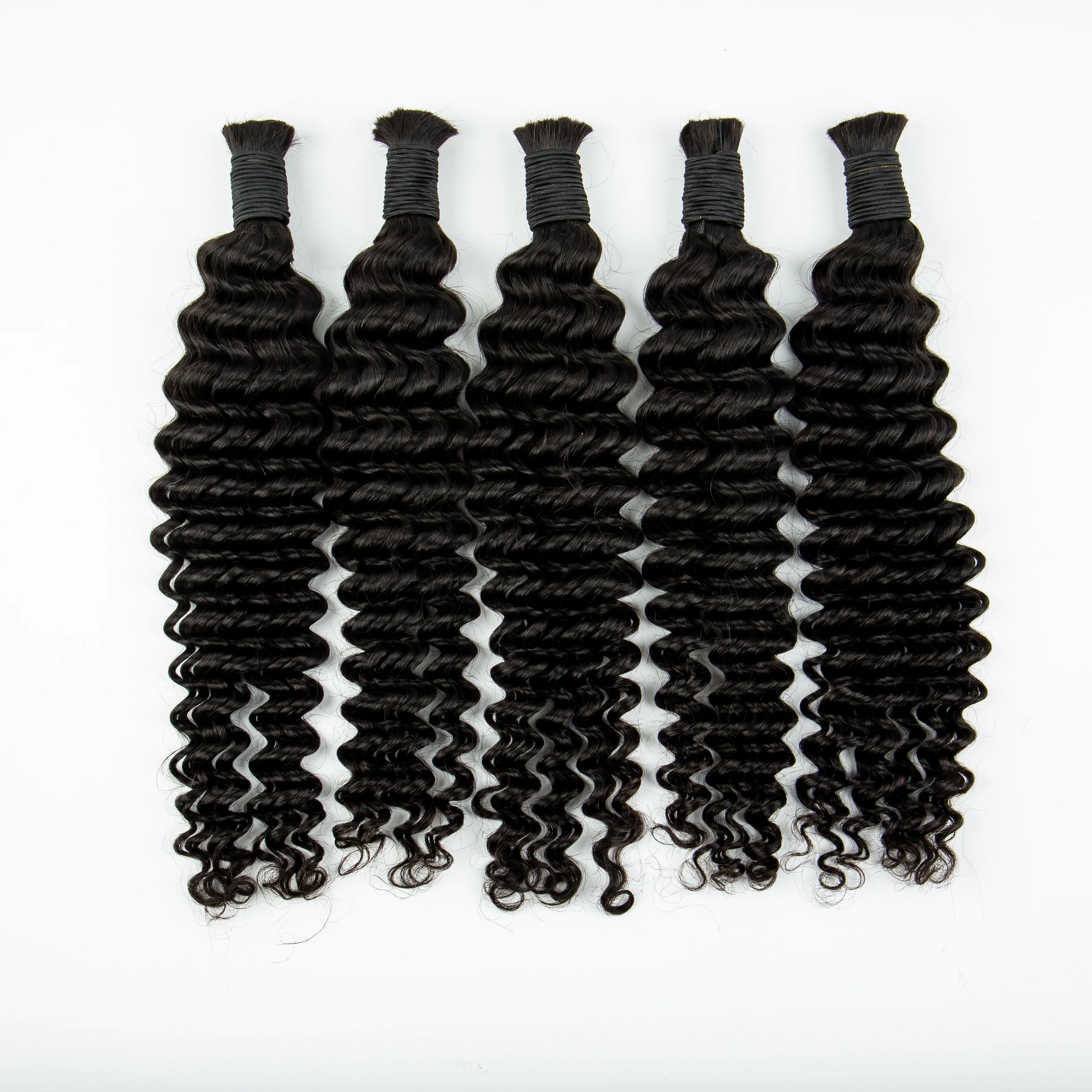 Deep Wave Bulk Human Hair for Boho Braids No Weft 100% Virgin Human Hair Bulk for Braiding Curly Extension Bundles for Women