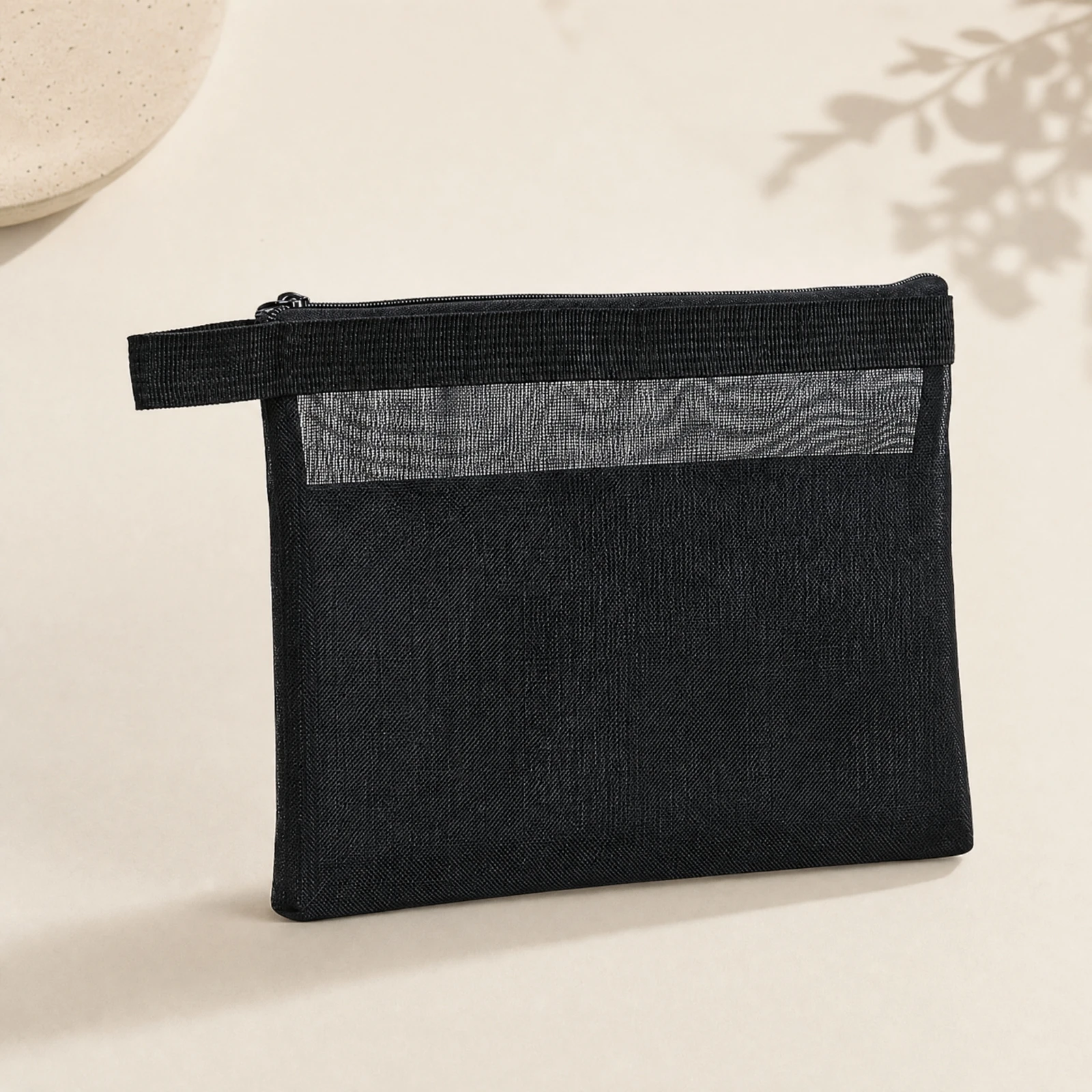Nylon Mesh Document Pouch Portable Zippered Document Pouch with Compartments Nylon File Folder Transparent Storage Bags Compact