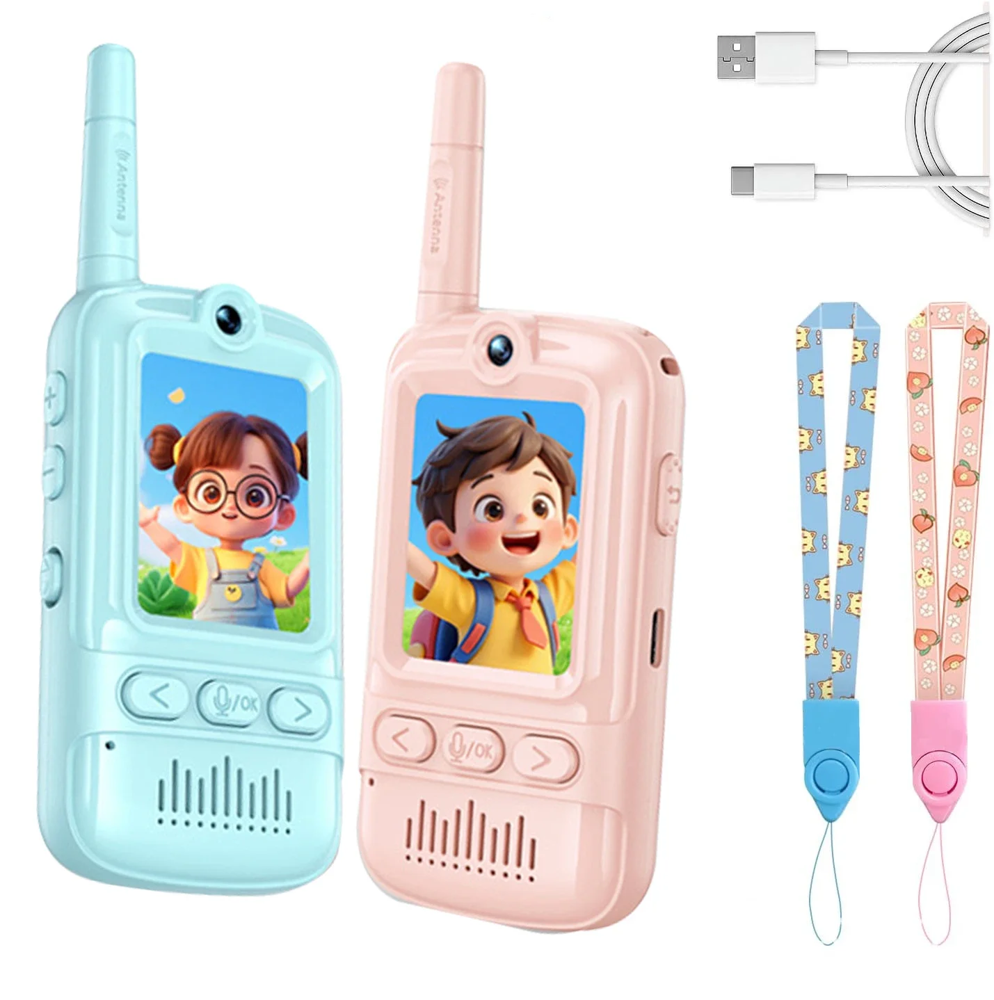 2pk-new-generation-kids-video-walkie-talkie-with-fun-features-long-endurance-outdoor-communication-children's-toy-gifts-for-kids