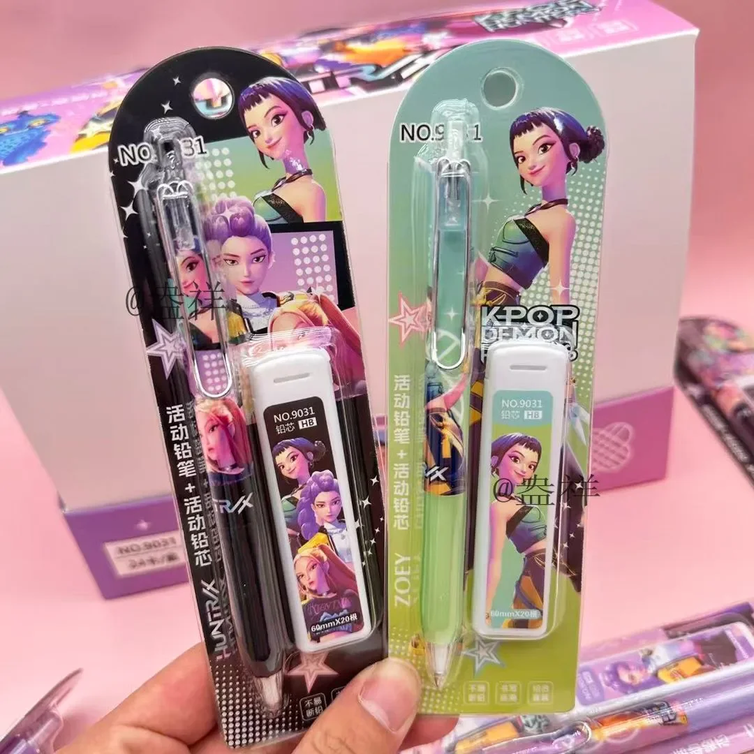 Kpop Demon Hunters 0,5 mm automatische potloodset Glad schrijfpapier voor basisschoolleerlingen Anime Cosplay Supplies
