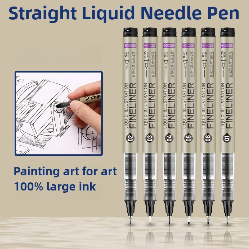 

Direct Liquid 9 Tip Pigment Liner Micron Ink Marker Pen Needle Hook Line Pen for Manga Draw Sketching Stationery School Supplies