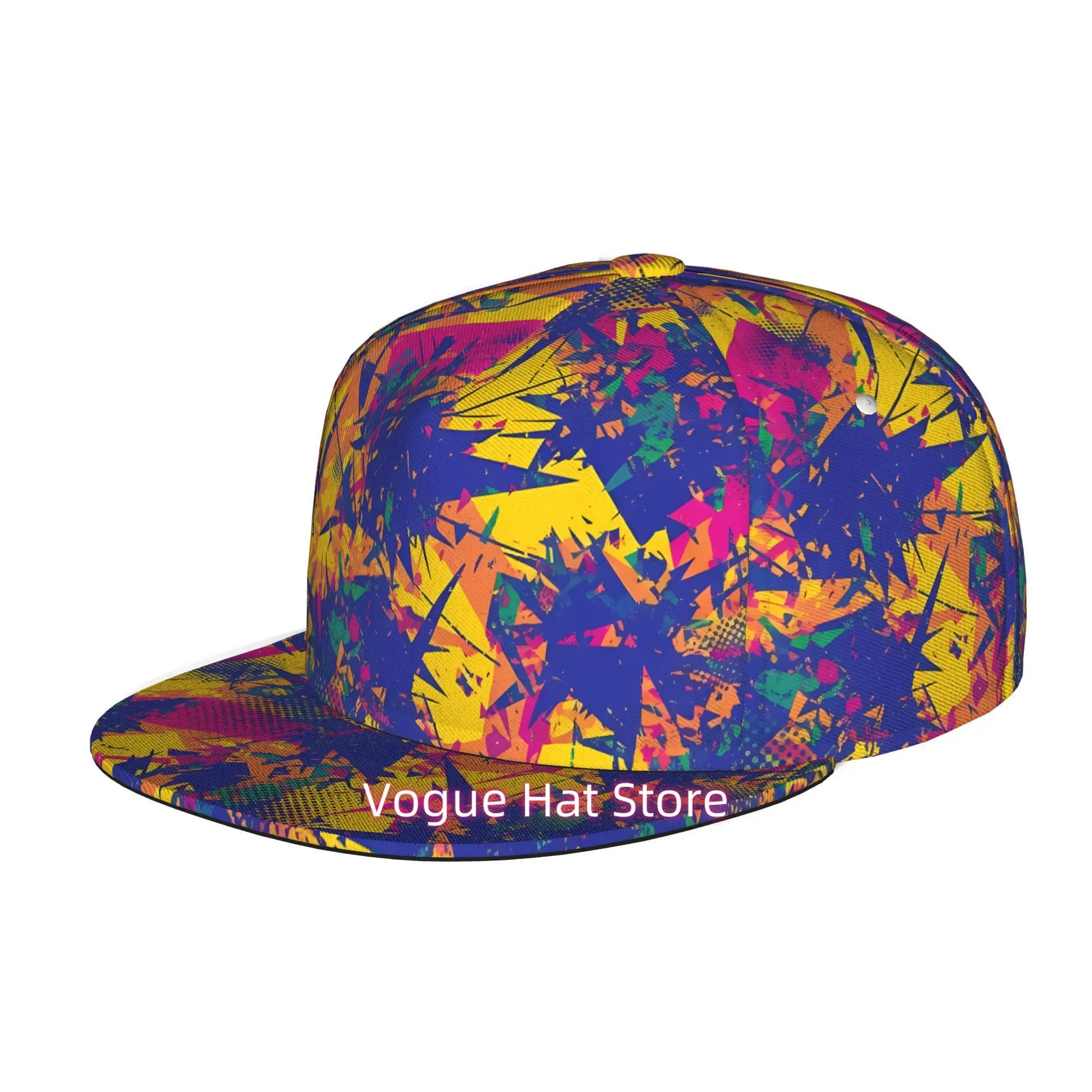 Men's & Women's Baseball Cap with Adjustable Snap-On Brim & Flat Top Design - Lightweight Suitable  Abstract graffiti patterns