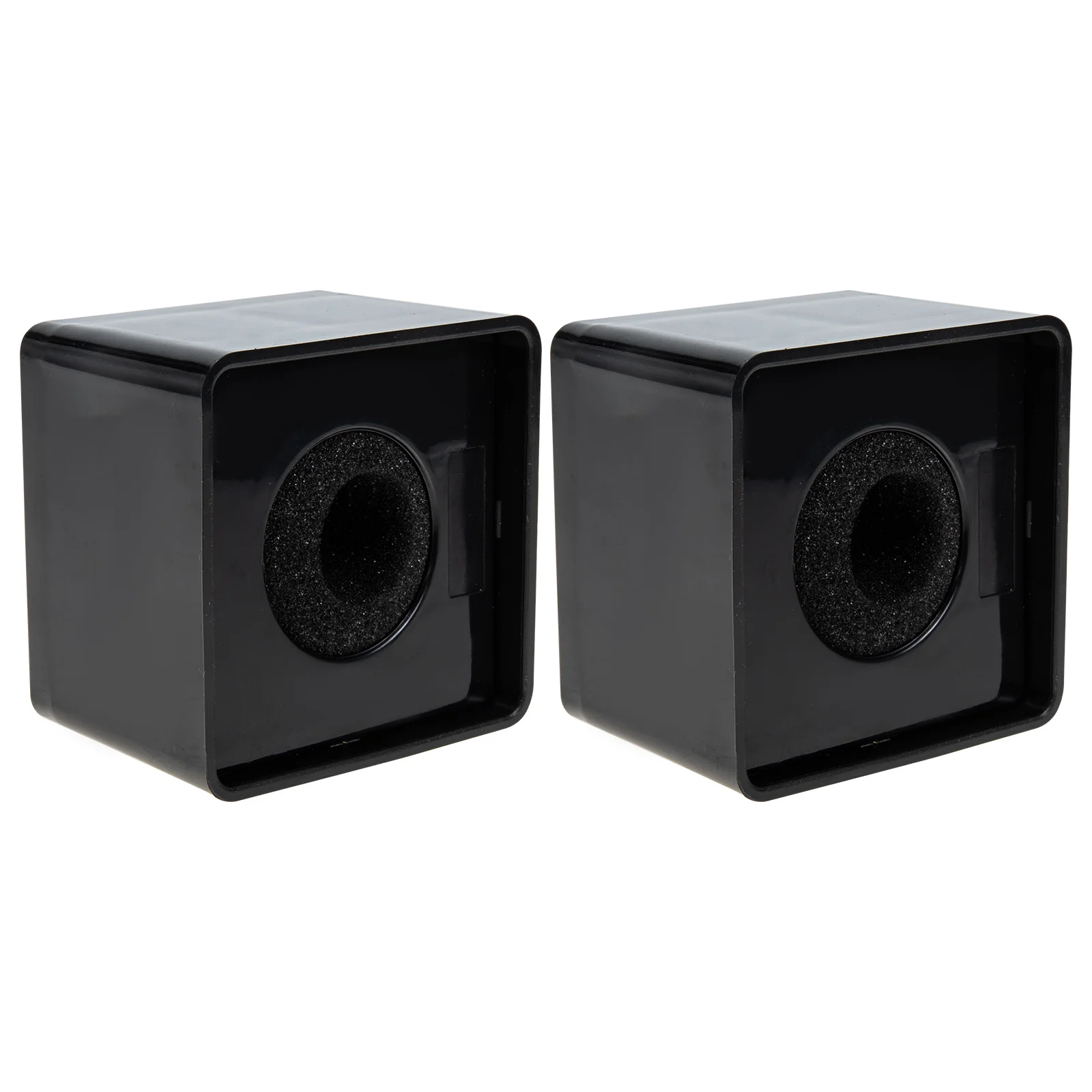 

2pcs Abs Square Cube Microphone Logo Flag Station Small Compact For Interview Use Durable Plastic Mic Mark Protective