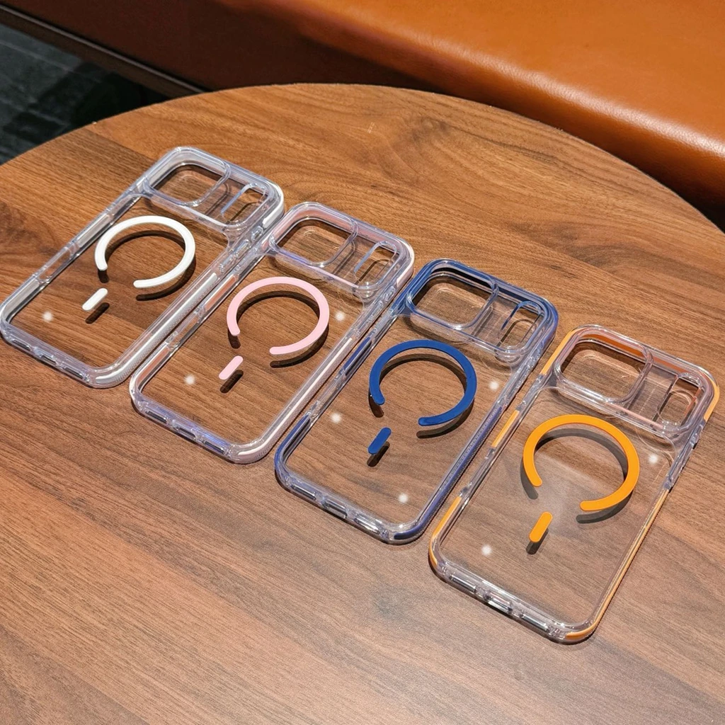 

Усовершенствованный минималистичный прозрачный красочный магнитный противоударный чехол для телефона с беспроводной зарядкой для iPhone 17 Pro Max Air