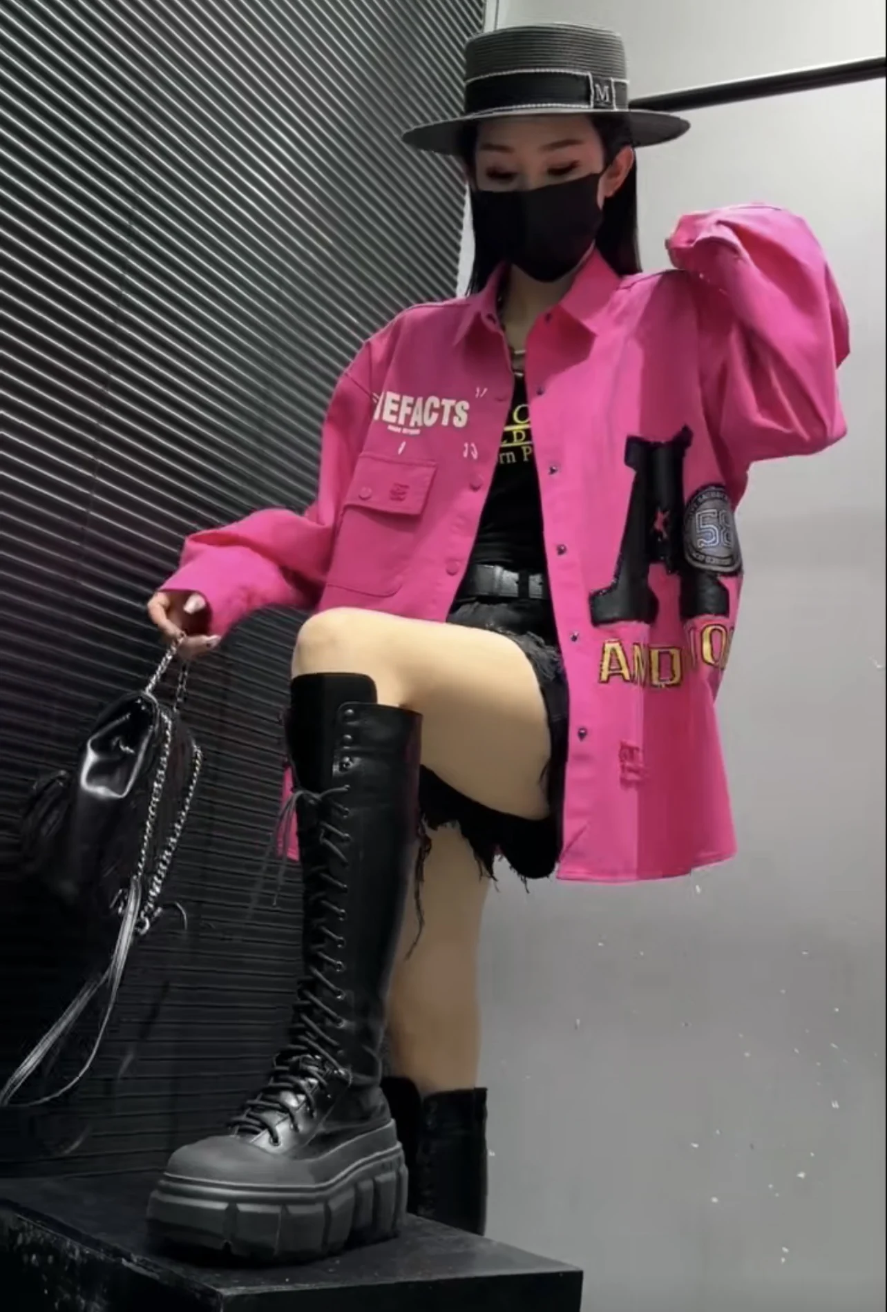 Trendy Brand Shirt Women's Street Style Loose Sequin Print Long Sleeve Cardigan Oversize Jacket Ripped POLO Neck Button Top