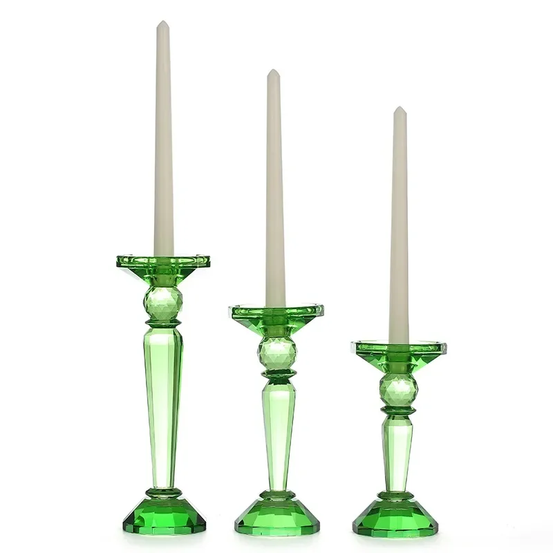 European Crystal Glass Candle Holder Wedding Birthday Dinner Decoration