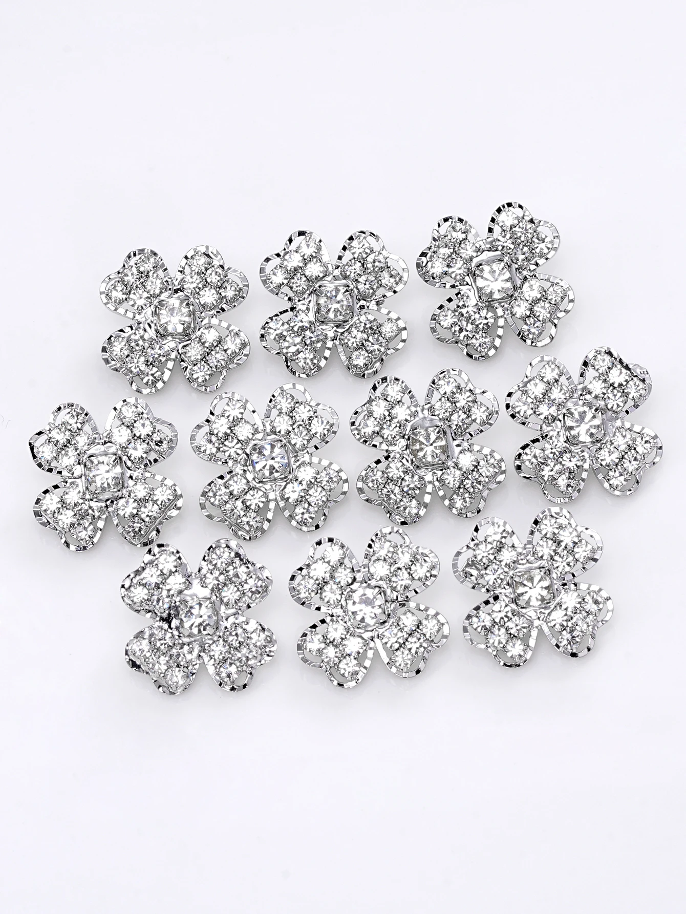 4/10/50 szt./opak. 17mm Błyszczące, kwiatowe, metalowe guziki z dżetami, akcesoria do szycia, guziki do odzieży