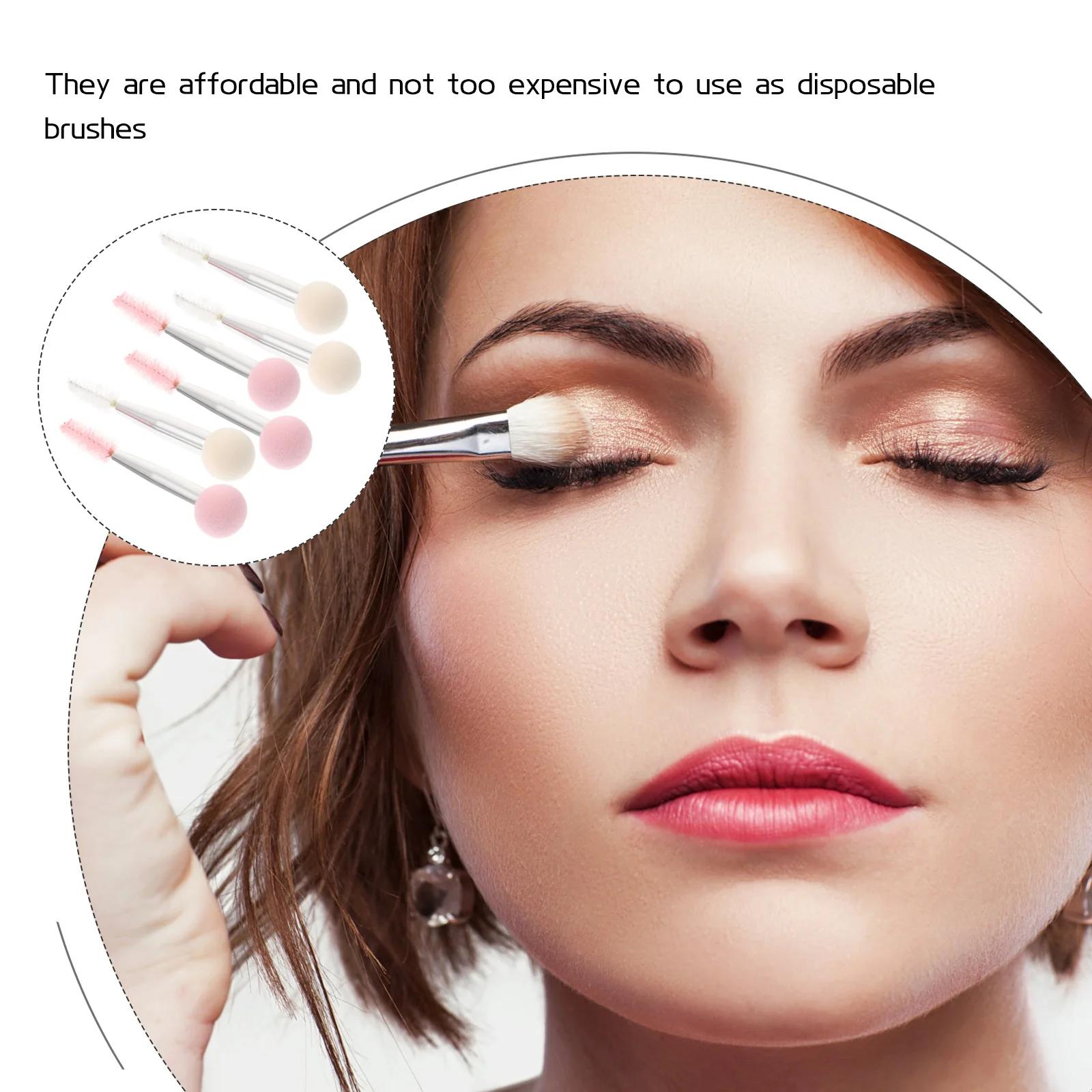 6Pcs High- -Ended Makeup Brushes Versatile Tools for Eyebrow Eyelash Mascara and Sponge Application