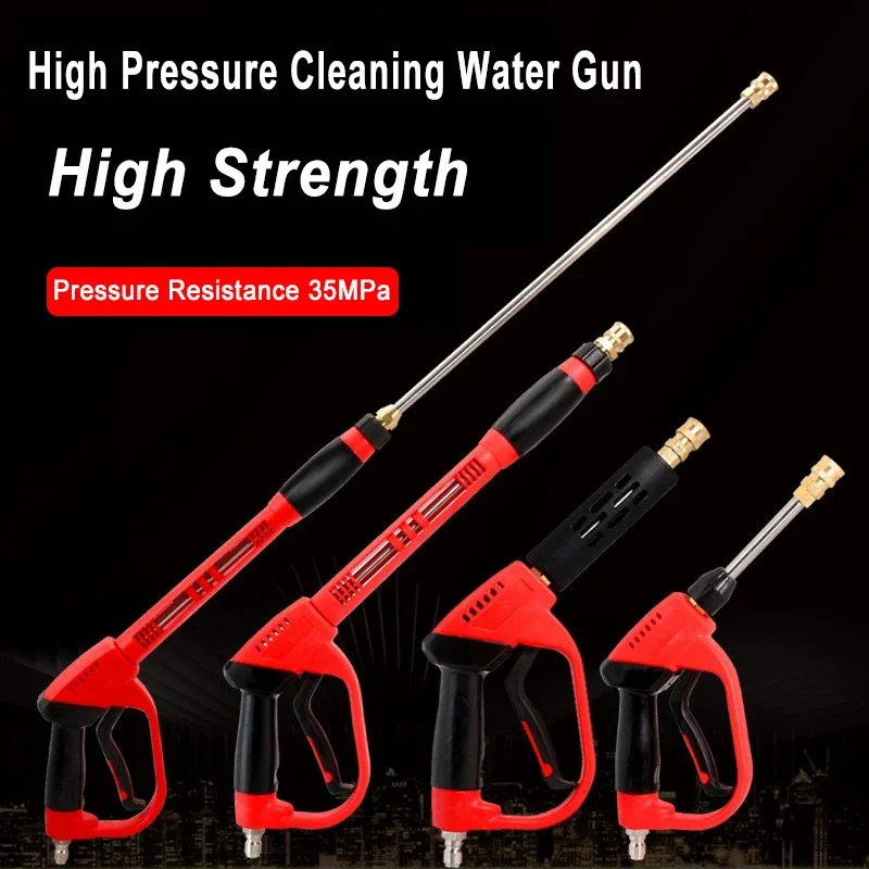 Pressure Washer Gun Red High Power Washer Gun with Replacement Wand Extension 5 Nozzle Tips M22 Fittings 40 Inch 5000 PSI