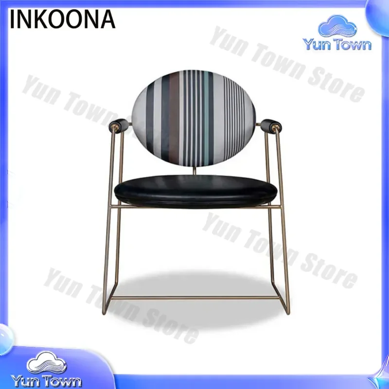 JUYI Giant Italian Minimalist Dining Chair for Home Office Desk Use Designer Stool with Armrest Stainless Steel Back Chair