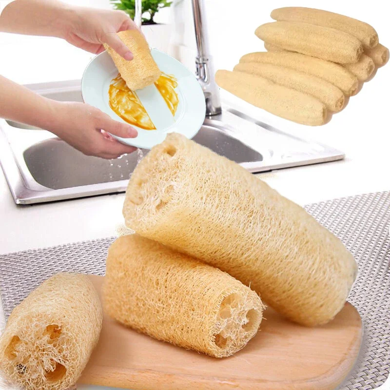 إسفنجة استحمام طبيعية لتقشير الجسم مع حبل ليفة الغسيل للعناية بالبشرة سبا دش الجسم حمام فرشاة تنظيف المطبخ