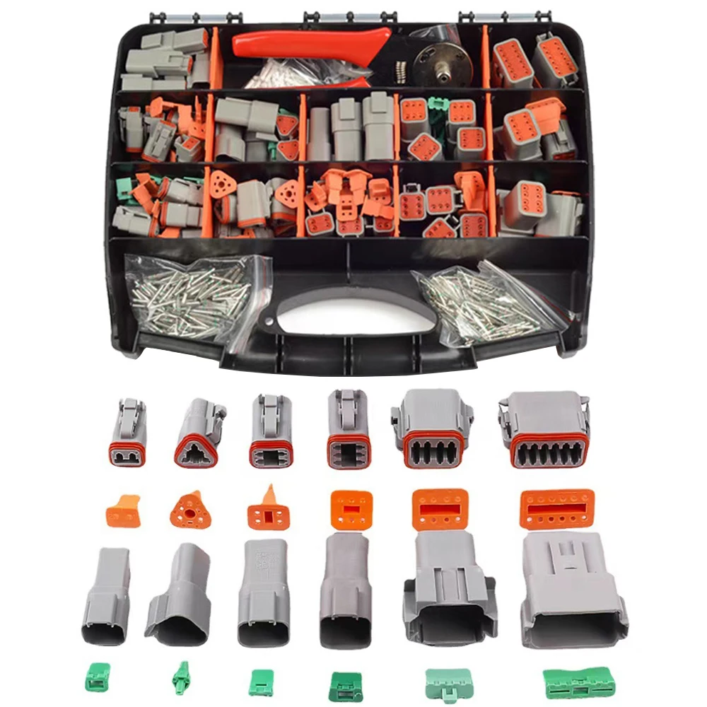 DT Automotive Electrical Connector Kit 410PCS 12 Kits with Crimping Pliers 2 3 4 6 8 12 Pin Connectors