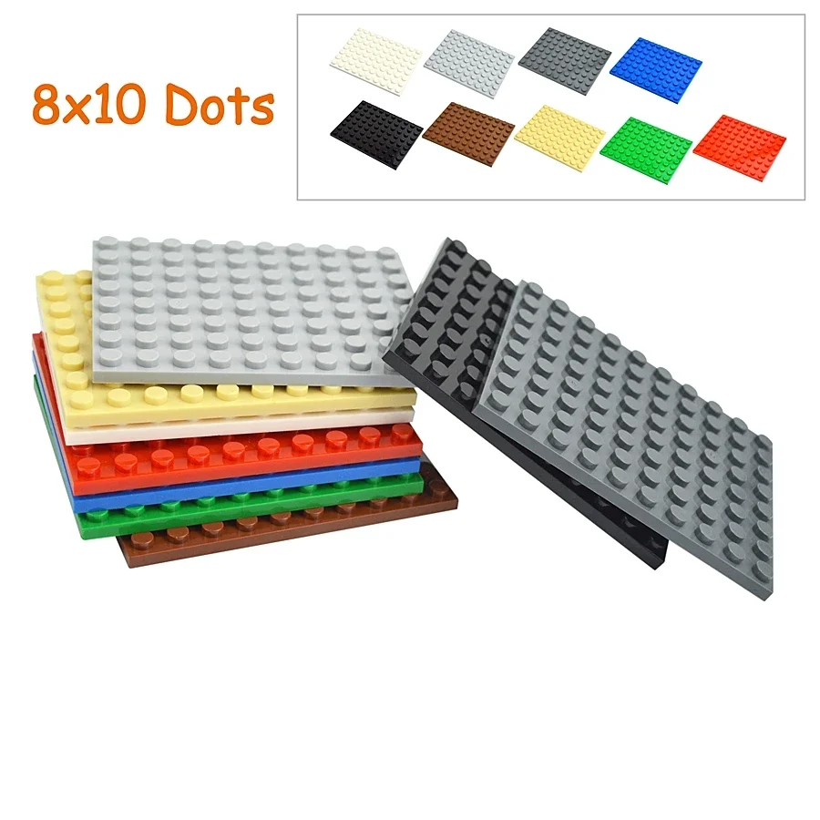 DIY Building Blocks Thin Plate Figures Bricks Size 8 X 10 Dots 6Pcs Compatible Brand Educational Construction Creative Toys